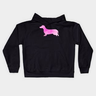 Dachshund Dog Pink watercolor Silhouette Kids Hoodie